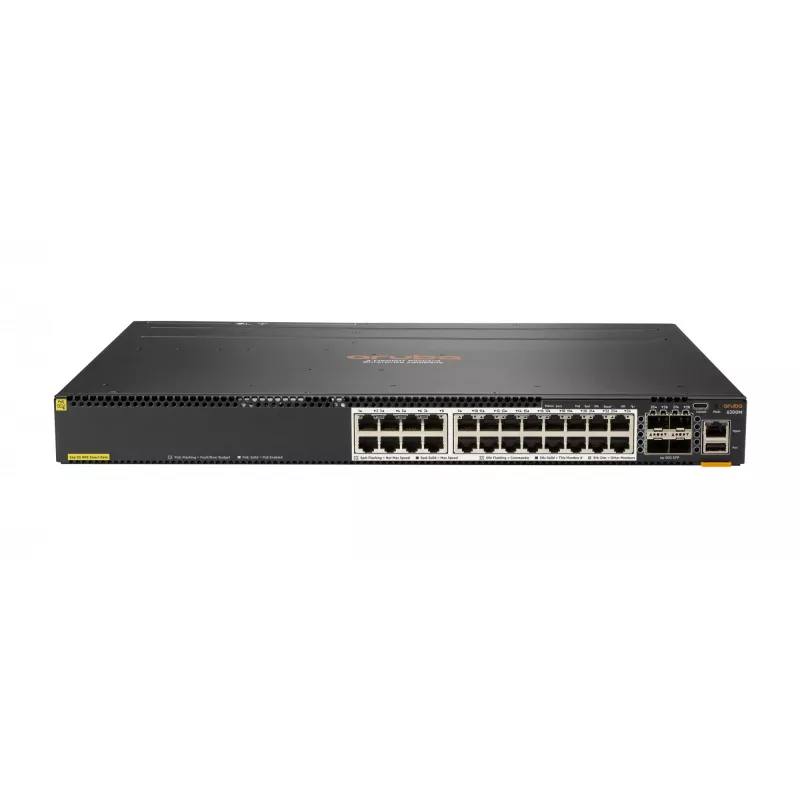 Hewlett Packard Enterprise HPE Aruba 6300M - Switch - L3 - hallatav - 24 x 1/2,5/5/10GBase-T + 4 x 1 Gigabit / 10 Gigabit / 25 Gigabit / 50 Gigabit SFP56 (ühendus / virnastamine) - esikülg