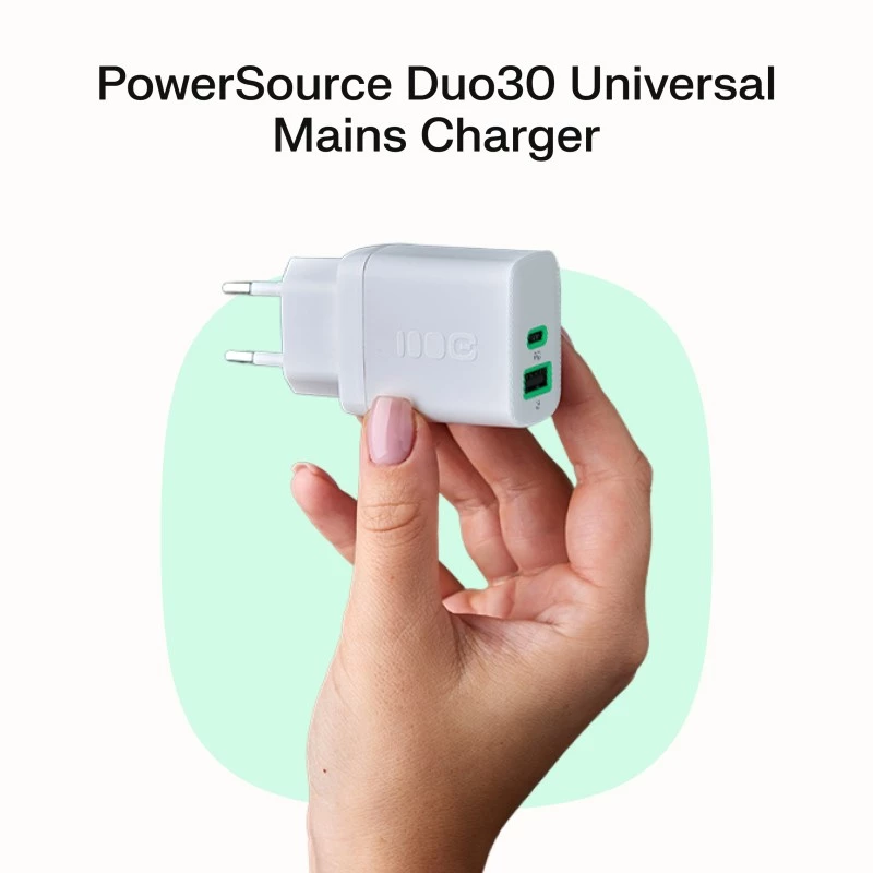 Toiteadapter roheline Cell PowerSource Solo30 30W valge — USB-C laadija, 30W väljund