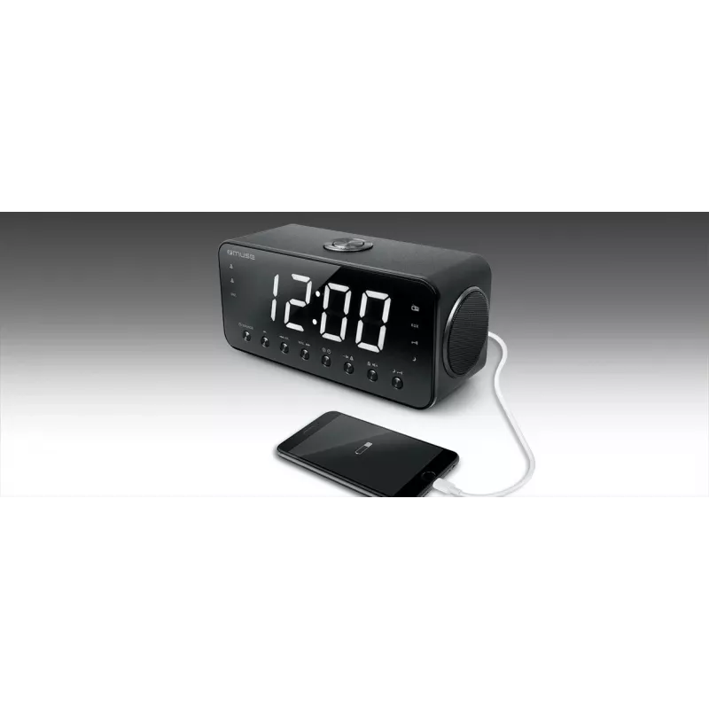 Kellraadio Muse M-192 CR — digitaalkell, FM-tuuner, 1,8-tolline LED-ekraan, must puit, AC 100–240 V, AAA varutoide