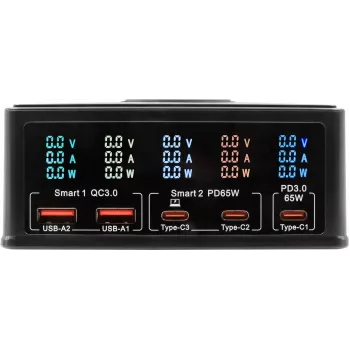 Mitme pordiga laadija Exsys EX-1106 160W, must, mitu USB-väljundporti
