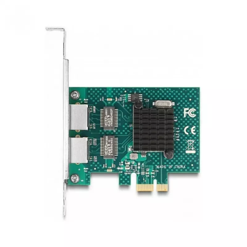 DeLOCK PCI Express x1 kaart 2 x RJ45 Gigabit LAN BCM hall