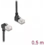 Võrgukaabel DeLOCK RJ45 Cat.6A S/FTP õhuke 90° 0,5m Must