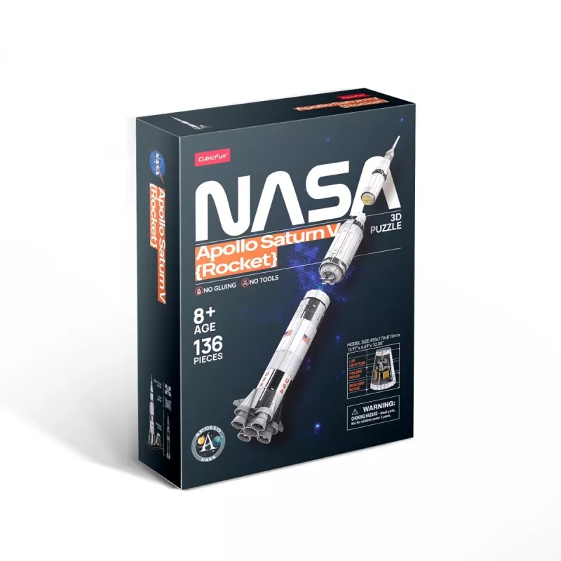 3D pusle cubicfun Apollo Saturni raketi mudel — mõõtkavas kokkupandav õppekomplekt