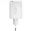 USB-C kiirlaadija Nano, PD, GaN, 65 W (valge, 1x USB-A, 2x USB-C PD, Charge 3.0)