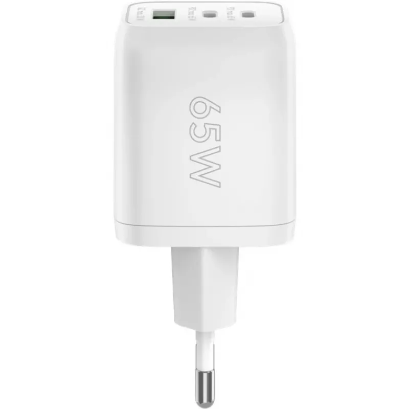 USB-C kiirlaadija Nano, PD, GaN, 65 W (valge, 1x USB-A, 2x USB-C PD, Charge 3.0)