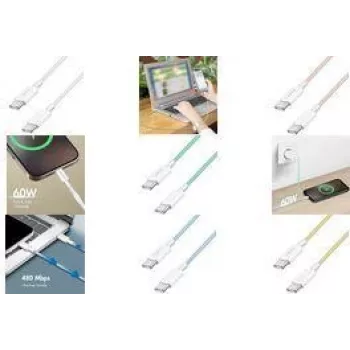 LogiLink USB 2.0 Type-C kaabel C/m> C/m Nailon 60W Sinine - Kaabel - Digitaalne/Andmed (CU0351)