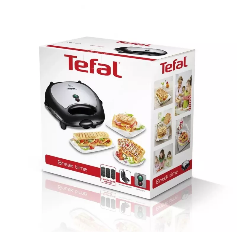 Võileivagrill Tefal Break Time SW6148 — 2 võileivale, eemaldatavad mittenakkuvad plaadid, juhtmehoidla, must/hall