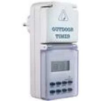 Digitaalne taimerlüliti AS Schwabe 24033 — programmeeritav pistikupesataimer, max 3500 W, IP44 pritsmekindel