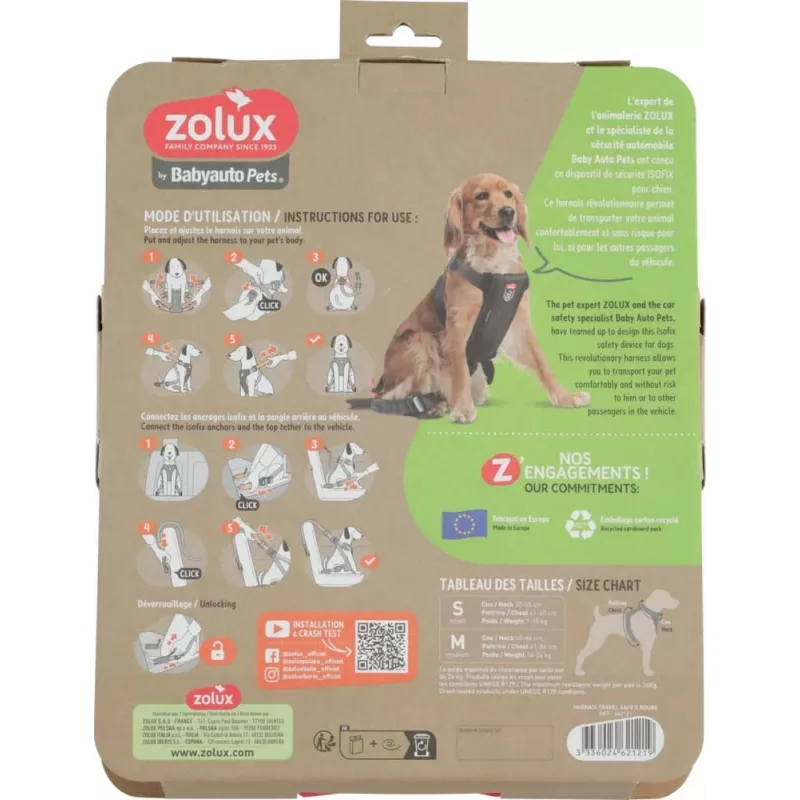 Koerarakmed ZOLUX TRAVEL SAFE S — suurus S, must