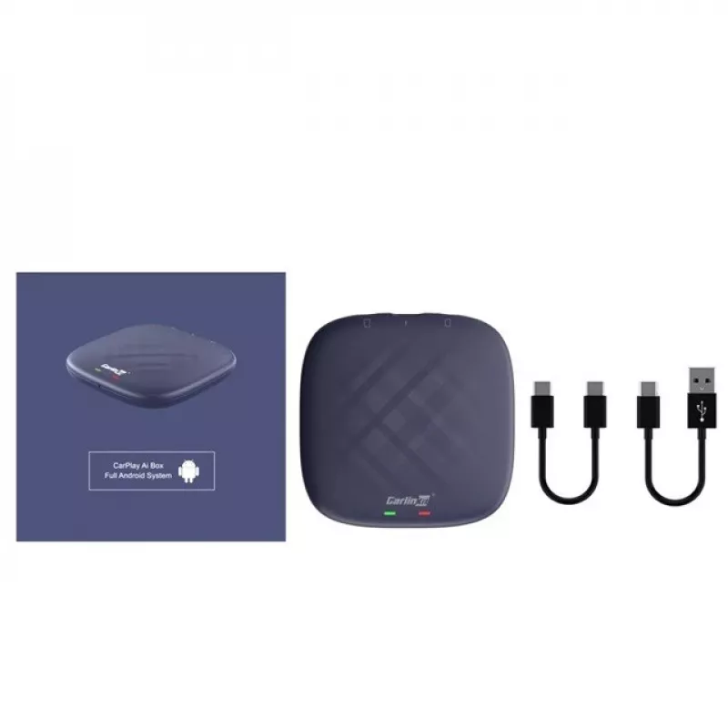 CARLINKIT Adapter Wireless AI Box Android 13-ga - 8GB+128GB originaalsetele autoraadiotele, millel on CarPlay, sinine