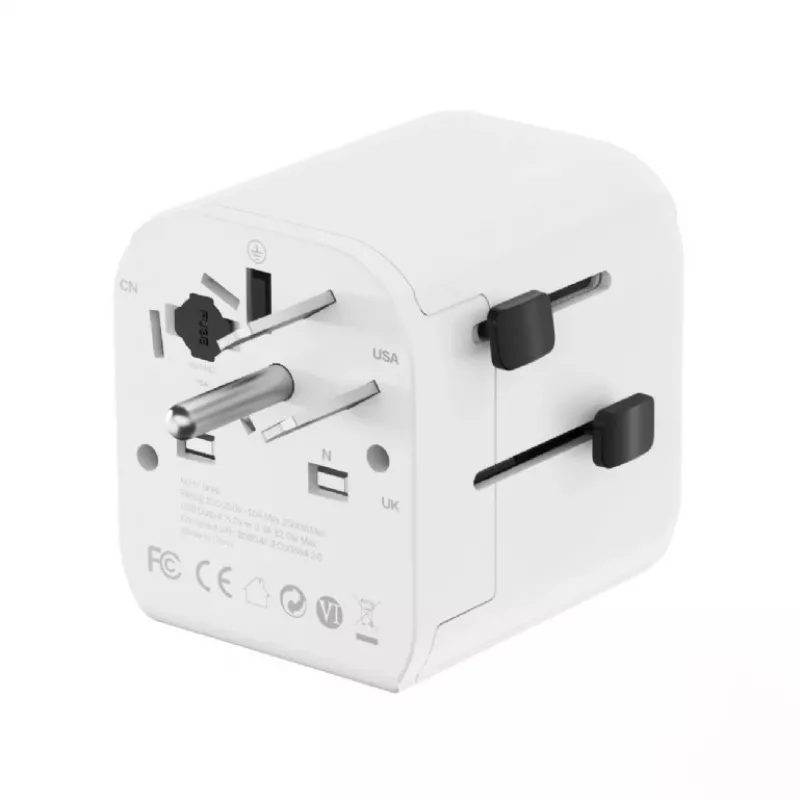 Universaalne reisiadapter GEMBIRD TPA-EU2A12-01-W 12W USB toiteadapter rahvusvahelistele pistikupesadele