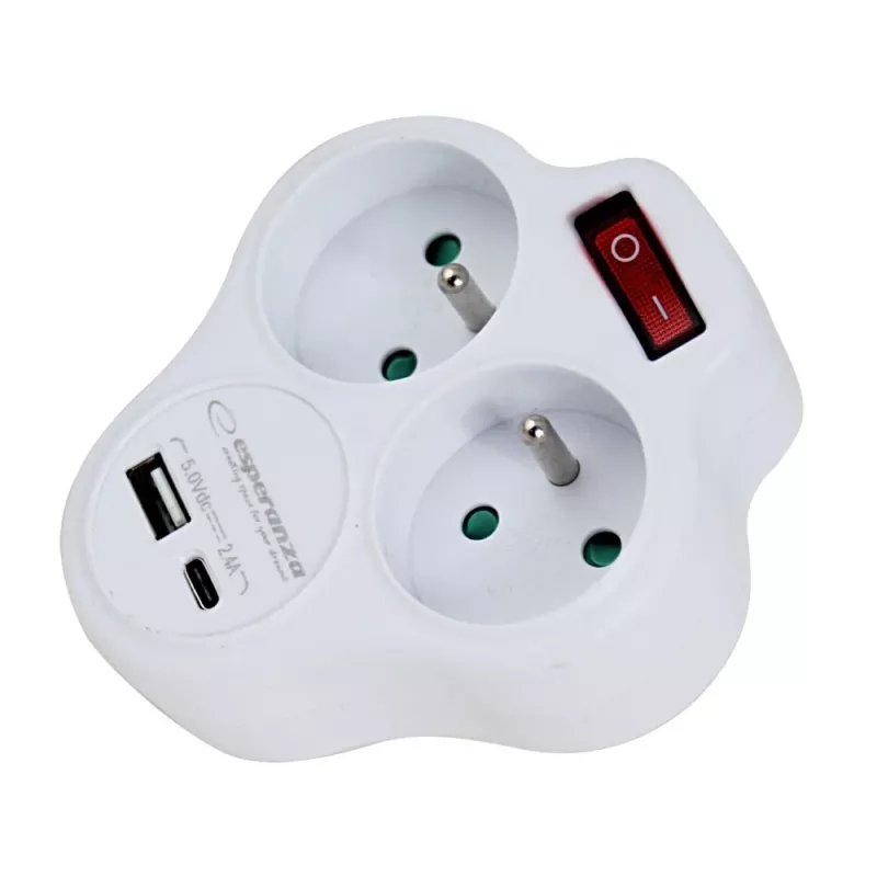 Esperanza ELK311W toitejaotur 2 GN. USB-C USB-A ON. Valge