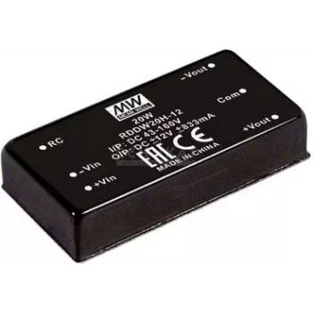 Toiteadapter/inverter MEAN WELL RDDW20G-12, 20 W, sisend 18–75 V, väljund 12 V, RoHS