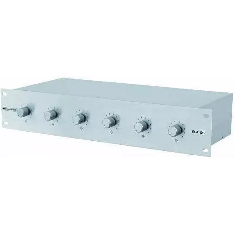 Tsooni kontroller Omnitronic ELA 6S 30W — 6-tsooniline teadustus-/liiniväljundi kontroller, 30 W koguvõimsus