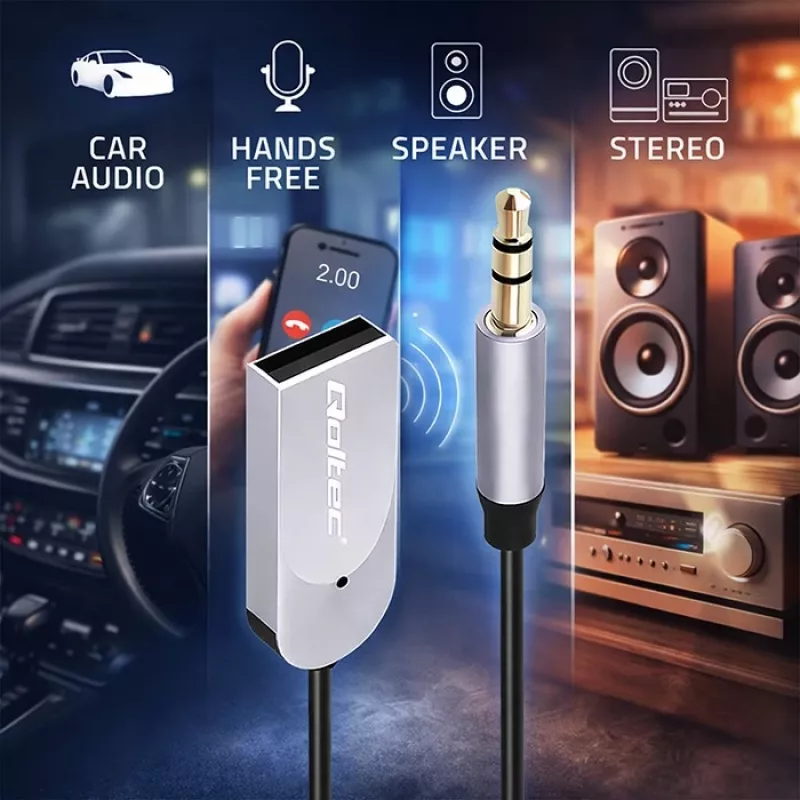 Juhtmevaba helivastuvõtja adapter QOLTEC HiFi BT6.0 2xRC – Bluetooth-heli vastuvõtja kõlaritele ja auto stereole