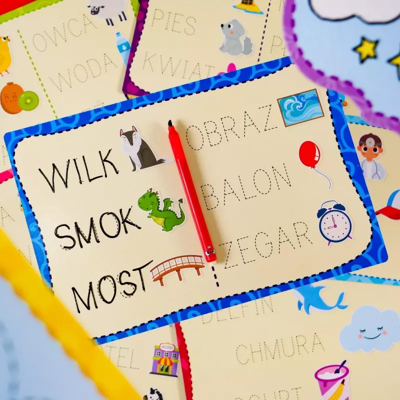 Hariv komplekt Montessori pastakas kirjutamiseks koolis 18 tahvliga
