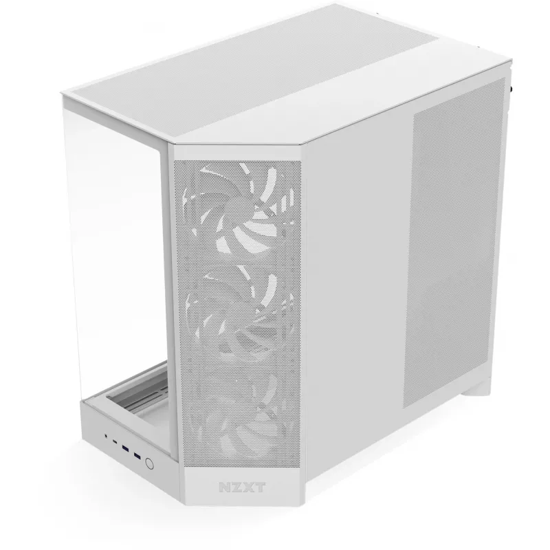 PC-korpus NZXT H9 Flow Midi Torn Valge — ATX/EATX/Micro ATX/Mini-ITX, 3x140mm ees, 1x120mm taga, 2x3.5-tollist ja 6x2.5-tollist pesa, karastatud klaas