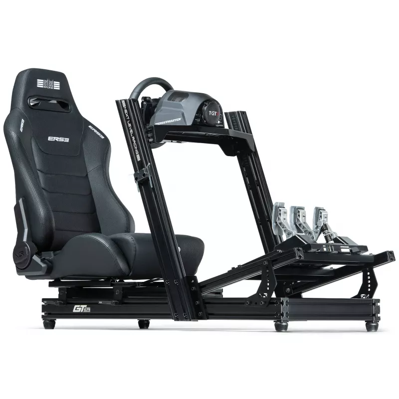 Võidusõidustiilis lamav iste Next Level Racing ERS3 Elite Premium — must PU-nahk, lamav seljatugi, ühildub kabiini/põrandakinnitusega
