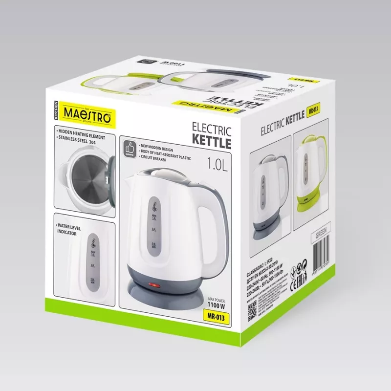 Elektriline veekeetja MAESTRO MR013 1 L 1100 W (MR-013-GREEN) roheline, valge