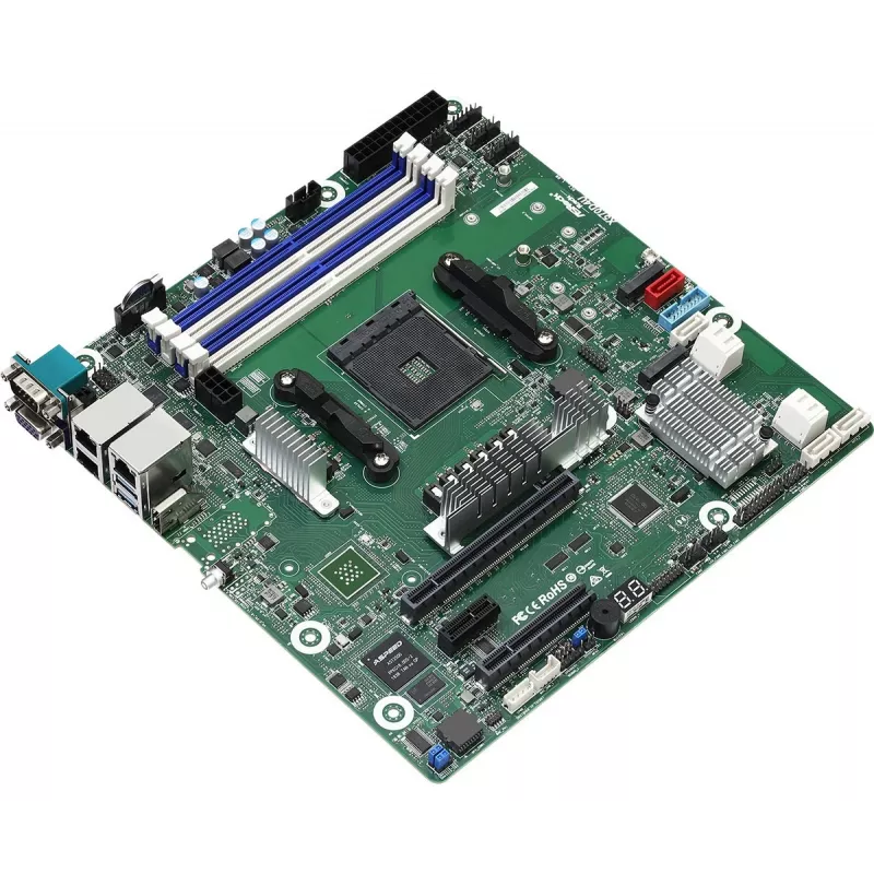 Emaplaat ASRock X570D4U Micro ATX — AMD X570, Socket AM4, 4× DIMM, DDR4, max 32 GB, 12× SATA III, 3× RJ-45