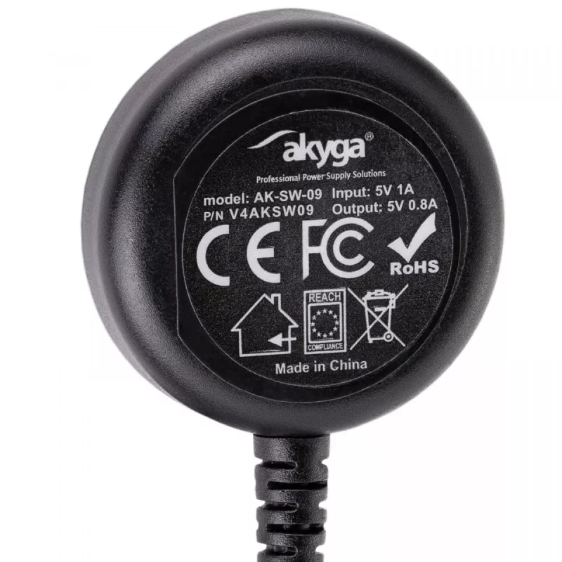 Siselaadija Akyga AK-SW-09 Nutikell Must USB 5V 1m