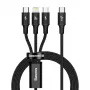 Baseus Rapid 3-in-1 USB-kaabel 1,5 m USB A USB C/Micro USB A/Lightning Must