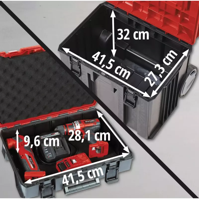 Tööriistakohver Einhell E-Case Tower Must Punane Polüpropüleen Kuumuskindel Pritsmekindel