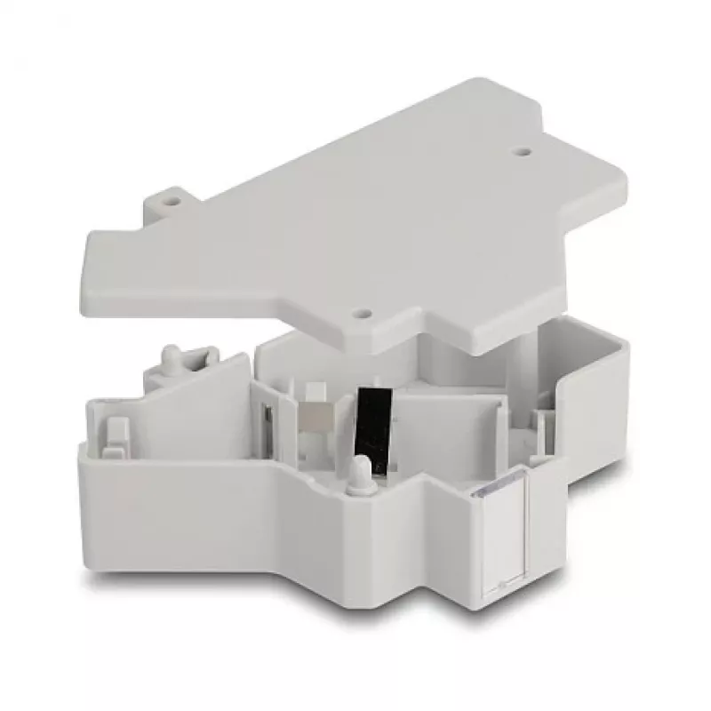 Snap-in Keystone'i hoidik DIN-liistule DELOCK 67043 — plastist, maandusega, 60×88,2×21,5 mm, hall