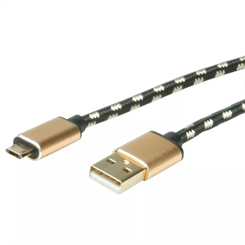 ROLINE 11.02.8820 USB-kaabel 1,8 m USB 2.0 USB C Micro-USB B Must - Kuldne (11.02.8820)