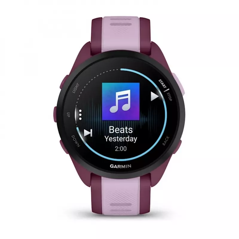 Nutikell GARMIN Forerunner 165 Music, 43 mm polümeerkorpus, 1,2-tolline AMOLED 390x390, GPS/GLONASS/Galileo, 5 ATM, 11-päevane aku