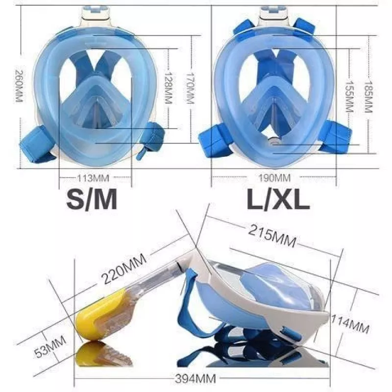 Snorkeldamismask Free Breath M2068G L/XL roosa — täismaski-tüüpi snorkli mask, suurus L/XL