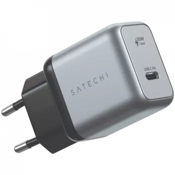 Mobiilseadme laadija Satechi ST-UC30WCM-EU — Universaalne siseruumides kasutatav vahelduvvoolulaadija 1× USB-C, must/hõbedane