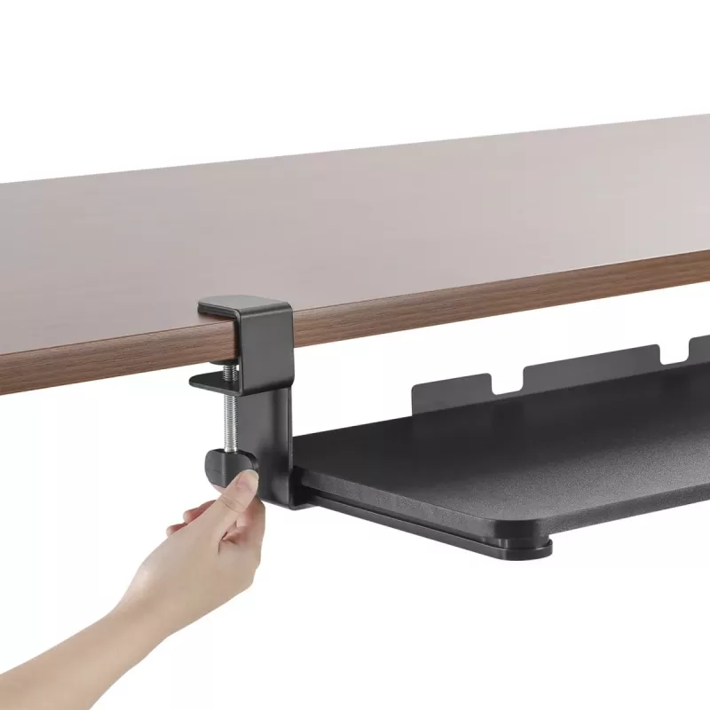 Maclean MC-839 klaviatuuri libistatav platvorm | Laua all olev sahtel klaviatuurile ja hiirele | Kinnitusega klaviatuurialus | Ergonoomiline töökoha lahendus