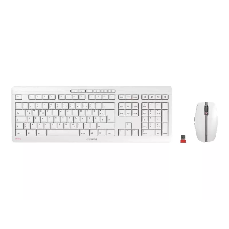 CHERRY Stream lauaarvuti klaviatuur koos hiirega kontor RF Wireless QWERTZ saksa valge