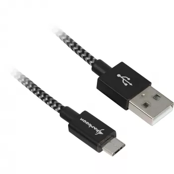 USB 2.0 kaabel, USB-A-pistik > Micro-USB-pistik (must/hall, 0,5 meetrit, varjestatud)
