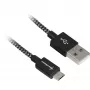 USB 2.0 kaabel, USB-A-pistik > Micro-USB-pistik (must/hall, 0,5 meetrit, varjestatud)