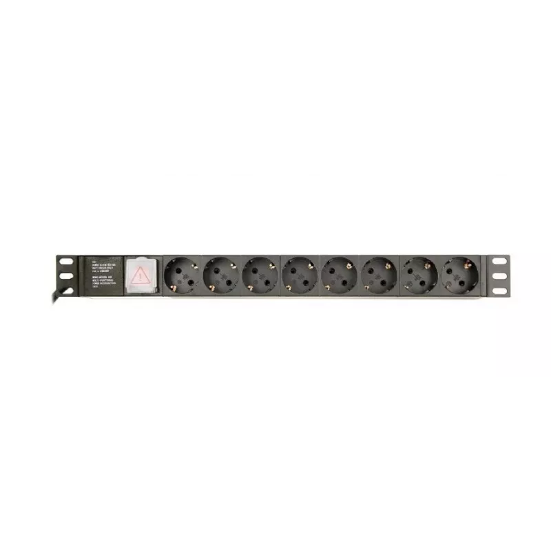 Toitejaotusseade GEMBIRD EG-PDU-014 — 8× Type F pistikupesa, 16 A, 3 m kaabel, 1U rack, 3680 W, must