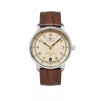 Käekell Zeppelin Mediterranee 96415, analoog 36 mm roostevaba teras, nahkrihm