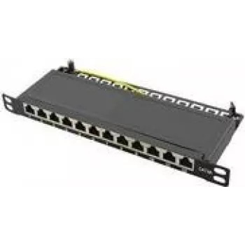 LogiLink - Patch Panel - rack-mountable - RJ-45 X 12 - must, RAL 9005 - 0.5U - 25.4 cm (10)