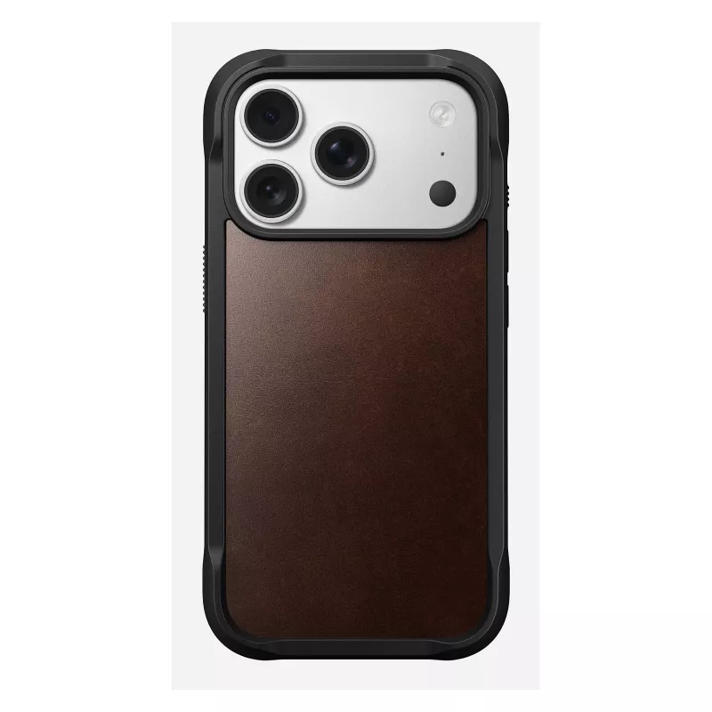 Mobiiltelefoni ümbris Nomad Rugged Leather ümbris iPhone 17 Pro, 6,3 tolli (16 cm), pruun, nahk/TPU/alumiinium