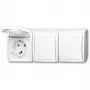 Pistikupesa CEE 7/3 Busch‑Jäger 2084-0-0712, 2P+E, 16 A, 250 V, IP44, valge, 222×83×55 mm