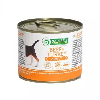 Märg koeratoit purgis nature’s protection Adult Beef and Turkey 200 g, 75% niiskust, 10,6% valku, 6,6% rasva