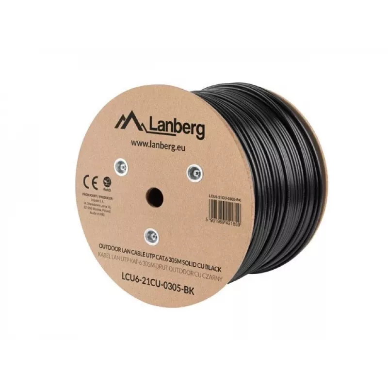 Lanberg LCU6-21CU-0305-BK võrgukaabel must 305 m Cat6 U/UTP (UTP) välistingimustesse