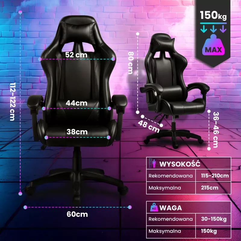 Extralink Gaming | Mängutool | kontori, pöörlev, kopp, must, G-524