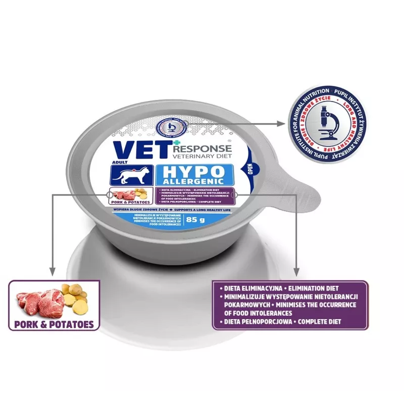 VET RESPONSE Hypoallergenic Pork - märg kassitoit - 85g