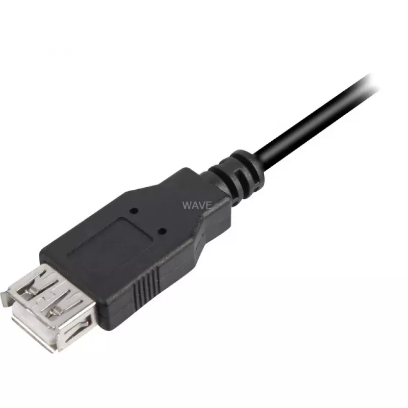 USB 2.0 pikenduskaabel, USB-A isane > USB-A emane (must, 3,0 meetrit, topeltvarjestatud)