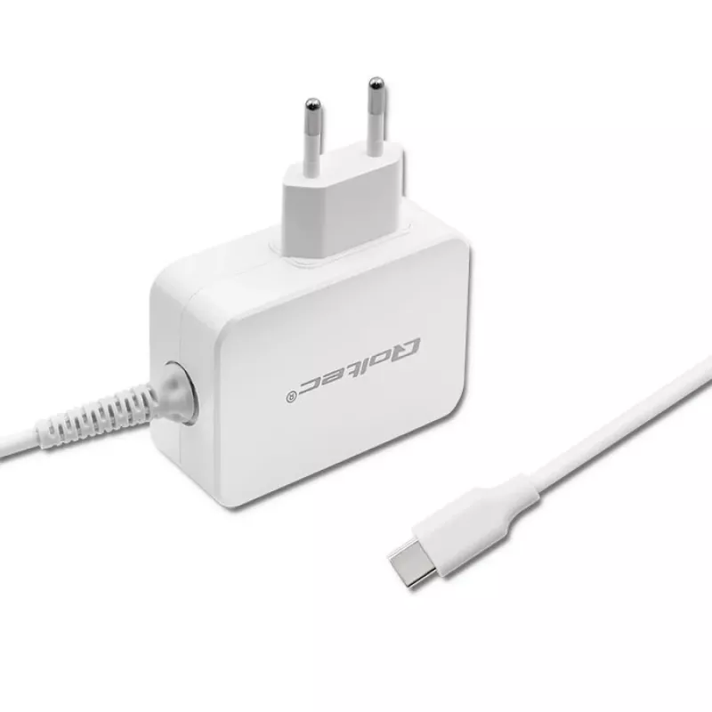 Toiteadapter QOLTEC 51039 65W AC-to-DC 220–240V 20.3V/3.25A Type C valge, 1.7 m kaabel