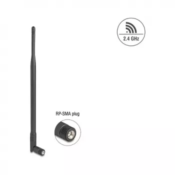 Mitmesuunaline WiFi-antenn DELOCK 2,4 GHz RP-SMA-pistikuga 7 dBi pööratava liigendiga, must, 290 mm