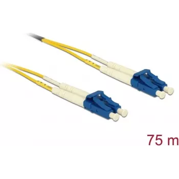 DELOCK InfiniBand/kiudoptiline kaabel 75 m OS2 2x LC kuni 2x LC, 9 µm, kollane/sinine