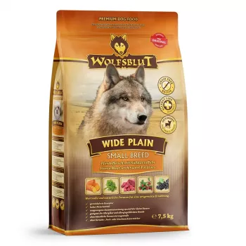 Kuiv koeratoit Wolfsblut Wide Plain Small Breeds — hobune ja maguskartulid, 7,5 kg, teraviljavaba, 26% valku